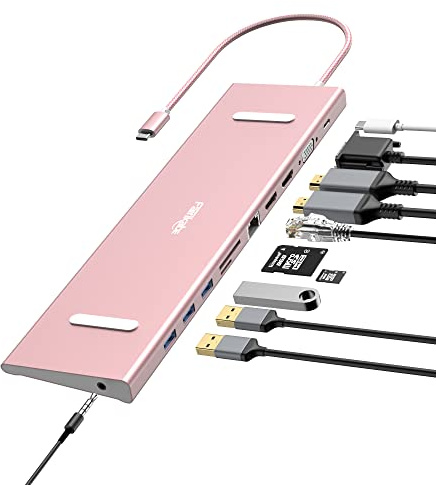 Station d'accueil USB C Double Moniteur/Triple moniteurs, Station d'accueil USB C, hub USB-C avec 2 HDMI, PD 100 W, SD/TF, Ethernet, 3 Ports USB 3.0, VAG, Audio, hub USB C Adaptateur multiport