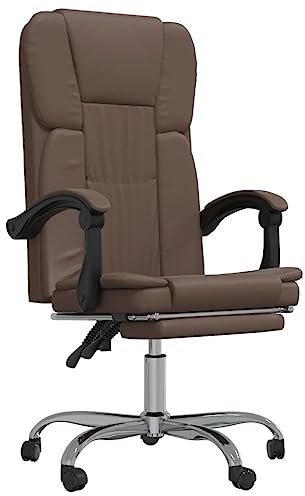 vidaXL Bürostuhl mit Liegefunktion Chefsessel Drehstuhl Sportsitz Bürosessel Schreibtischstuhl Gamingstuhl Racing Stuhl Braun Kunstleder