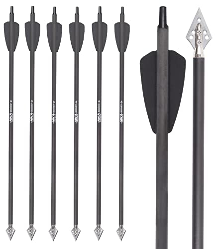NIKA ARCHERY 15 Zoll Armbrustbolzen Carbon Pfeile 6 Stücke Passend mit 135 Korn Klinge Pfeilspitze für EK Cobra System RX Bogenjagd Outdoor Shooting SCHWARZ