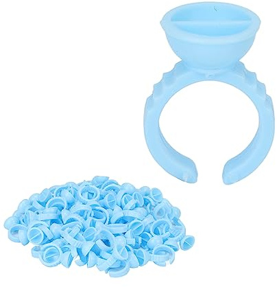Lot de 300 Porte-Colle pour Bagues de Tatouage, Gobelets en Plastique pour Extension de Cils, Palette de Colle pour Cils de Maquillage avec Anneaux Adhésifs pour Extension de