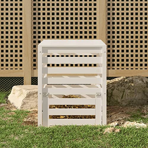 Homgoday Compostador de Madera Maciza de Pino Blanco 63,5x63,5x77,5 cm