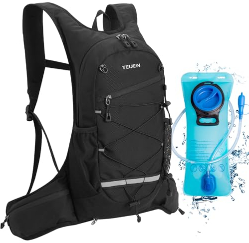 TEUEN 10L Trinkrucksack mit 2L Trinkblase, Ultraleicht Trail Rucksack Hydration Pack Fahrradrucksack für Laufen, Camping, Wandern, Marathoner,Angeln