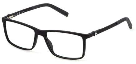 FILA Quadratisch Edelstahl Brillen in Mattschwarz für Unisex, Brille mit Sehstärke, optional mit Sonnenbrillen tönung oder Blaulichtfilter (Modell VFI704L)