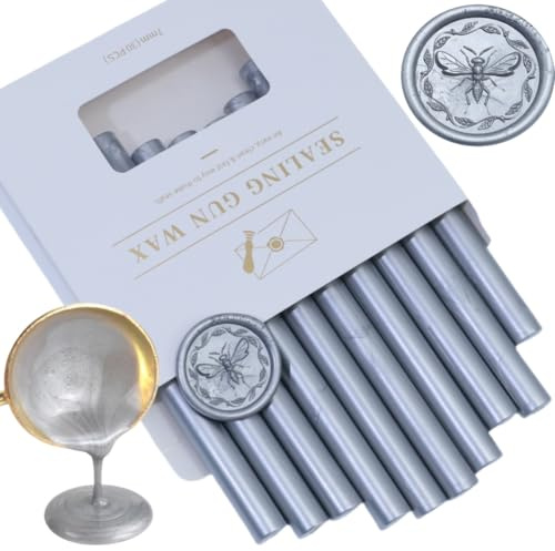 1,1 cm vaxsigill pinnar, Atopbb silver vax pinne 10 stycken limpistol vaxförseglingspinnar, för brev gratulationskort vin tätning hantverk gör bröllop och fest inbjudningar (silver)