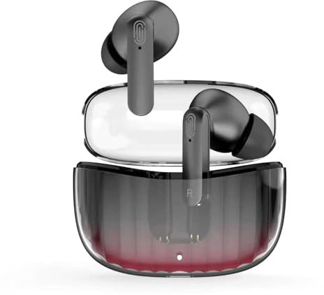 URIZONS Bluetooth Écouteurs Intra-Auriculaires TWS avec réduction du Bruit avec dégradé de Couleur et Basses puissantes - Wireless Ecouteurs sans Fil avec câble de Charge Rapide USB C - Noir