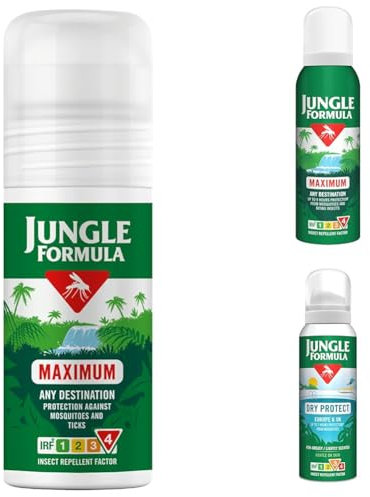 Jungle Formula Maximum Roll-On Insect Repellent 50ml + Jungle Formula Maximum Repellent Aerosol 125ml + Jungle Formula Dry Protect Aerosol, 125 ml 1 Units