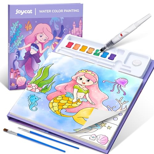 JoyCat Libro para colorear con acuarelas para niños pequeños a partir de 3-8 años, juego de acuarela para arte y manualidades, juguete educativo como regalo de cumpleaños para niños y niñas (Purple)