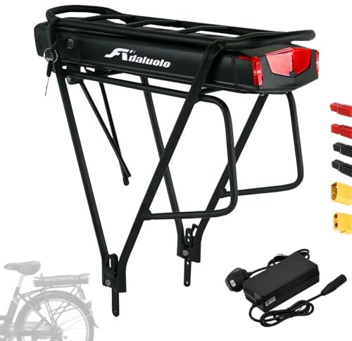 Adaluolo 36V 15Ah Ebike Akku mit Gepäckträger, City-Fahrradakku Lithium Ionen Ebike Fahrrad Batterie mit Ladegerät, Rücklicht für 200W 250W 350W 500W 750W Motor für 24'' 26'' 28'' Fahrradräder