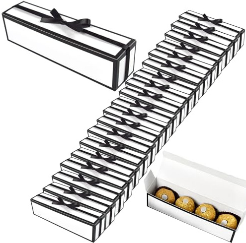 Bustlwor 20 Piezas Caja de Regalo con Lazo, Plegable Caja de Regalo con Tapa, para Navidad, Cumpleaños, Boda, Embalaje de Regalos (Blanco)