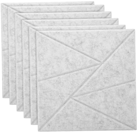 6pcs Acoustic Foam Panel Wall Sound Absorbers for Studio | Polyester Build, Self Adhesive Backing, Home and Gaming Room Use, Ceiling Application, Noise Reduction Focus
