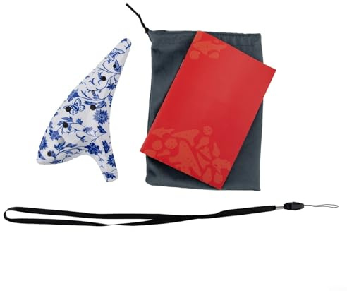 Ocarina in Do contralto a 12 fori con borsa per il trasporto, ideale per nuovi musicisti e apprezzamento della musica (blu)
