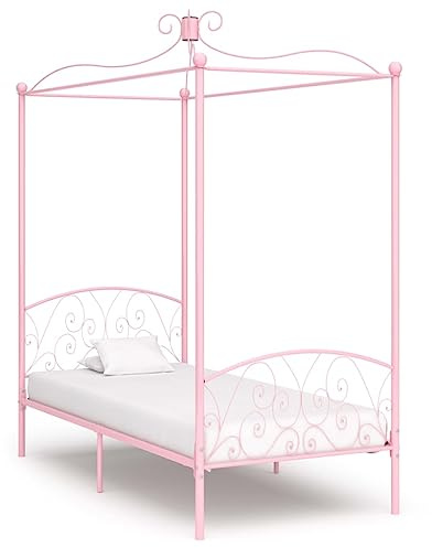 sephironlbb Himmelssäng-ram, rosa metall, 100 x 200 cm, robust enkelsäng för gardiner, myggnät, elegant sovrumsmöbler, hållbar design