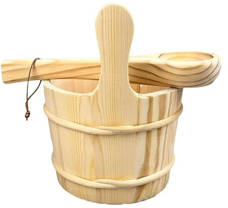 osiuujkw Ensemble seau et louche en bois de 5 L pour sauna - Accessoires de spa polyvalents conçus pour le bain et la piscine - Seau et louche pour sauna 5 L en bois