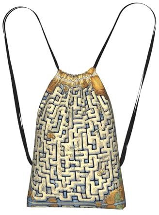 CNTDBU Labyrinth Treasure Map - Mochila plegable con cordón, ligera, plegable, reutilizable, para viajes, mochila compacta con bolsillo para camping, gimnasio