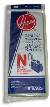 Hoover Commercial Portapower Vacuum Cleaner Bags for Compact Canister Vacuum, Pack of 5, Green White Standard Type N Filtration Bags, For Use in Canister Vacuums
