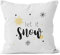 Autiga Kissenbezug Weihnachten Winter Let it Snow Spruch Schnee Eiskirstalle Schneeflocken Kissen-Hülle Baumwolle weiß 40cm x 40cm