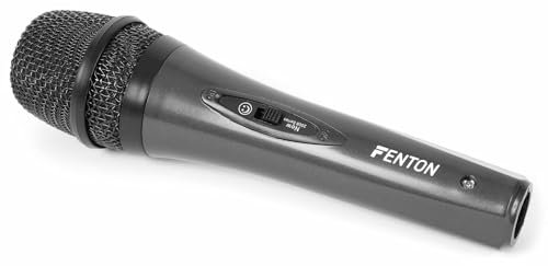 Fenton DM105 Micrófono Dinámico Cardioide de Mano con Cable de 3m y Conectores XLR, Interruptor On/Off, Micrófono Unidireccional Ideal para Conferencias, Presentaciones, Vocalistas, Micro para Cantar