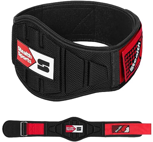 Stealth Sports Gewichthebergürtel, 16,5cm Rückenstütze gepolstert Trainingsgürtel Auto-Lock-Schnalle Neopren Fitnessgürtel Herren Damen Fitness Bodybuilding Kreuzheben, Kniebeugen(L)
