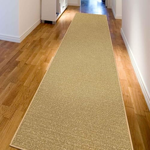Ottomanson Ottohome-Kollektion Teppichläufer mit Gummirückseite und einfarbigem Design, 80 cm x 300 cm, Beige