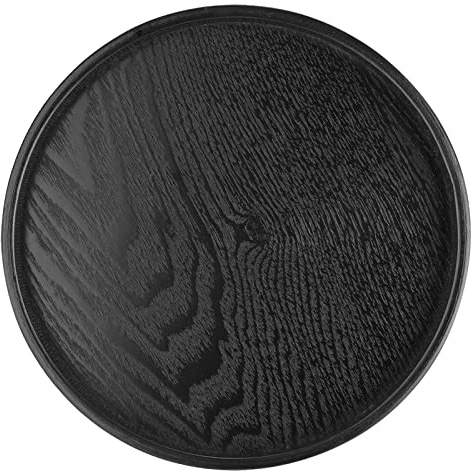 Nikou Bandejas redondas negras para servir, bandeja de madera maciza para té, café, aperitivos, comidas, restaurante, bandejas decorativas(30cm)