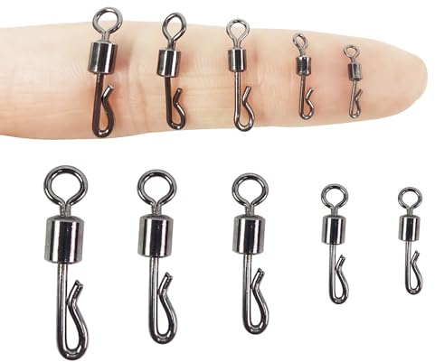 EUPHENG 50/150/250PCS Q Shaped Swing Snaps 5 Sizes Quick Change Swivels to Connect Main Line Reduce Line Twist