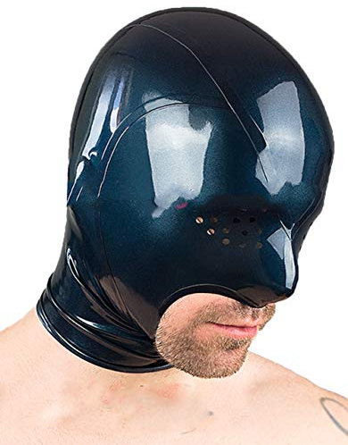 Fetisch Maske, Handgefertigt Einzigartig Latex Maske Bequem und Atmungsaktiv Extrem Bondage Maske Hohe Elastizität Vollmaske für Adult Maskerade Cosplay Halloween Maske BDSM Maske,S,Black