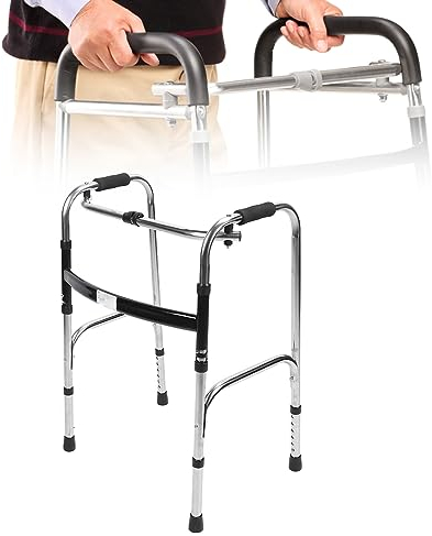 Klappbarer Gehhilfe für ältere Menschen, Höhenverstellbarer, Tragbarer Senioren-Gehhilfe aus Edelstahl, Klappbare Plattform-Gehhilfe für ältere Menschen, Behinderte, Behinderte,