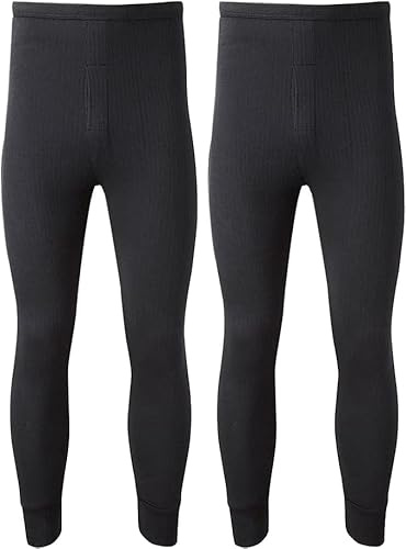 ARG Lot de 2 caleçons longs thermiques pour homme - Pantalons sous-vêtements chauds - Couche de base thermique - Leggings ultra doux de couche de base, Noir , S