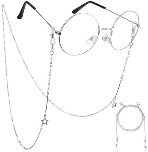 WLLHYF Eyeglass Chains for Women Elegant Eyewear Metal Glasses Retainer Strap Lanyard Gold Sliver Eye Glasses Sunglasses Holders Around Neck Chain Accessories (Sliver)