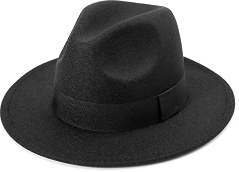 DRESHOW Sombrero de ala ancha Fedora para mujer Hebilla de cinturón Retro Panamá Floppy Hat