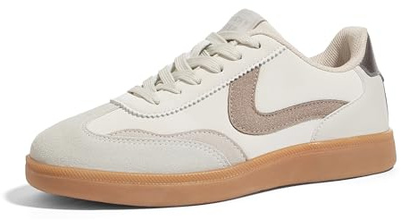 LUCKY STEP Dam Retro Sneakers - Klassiska & Avslappande Promenadskor med Gummissula för Bättre Grepp & Komfort | Perfekt för Vardag och Sport | Casual skate-skor | Halkfria skosnören promenadskor