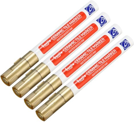 YOKIVE 4 Pcs Grout Paint Pen, Waterproof Golden Paint Tile Marker, Restoring Grout Lines, Great for Balcony, Kitchen, Bathroom