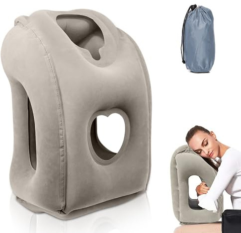 Riisoyu Aufblasbare Nackenkissen Flugzeug Reise, Inflatable Travel Pillow Tragbare Reisekissen Faltbar Tragbar Komfortabel Travel Pillow Unterstützt Kopf und Kinn für Züge, Autos, Büro, Haus, Camping