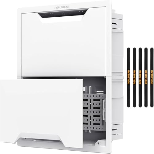 Perlegear 17″ in-Wall Media Box, Electrical Box, Recessed Outlet Box and Media Enclosure for One Connect Box & Network Switches, Cable Management Kit with Cutting Template, Dust Bag & Drywall Saw