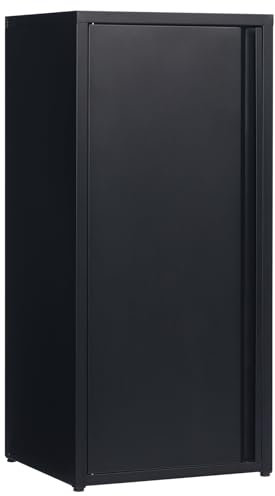 HollyHOME Metall-Aufbewahrungsschrank, Flur-Seitenschrank mit Einer Tür, Büro-Aufbewahrungseinheit mit Magnetverschluss, Aktenschränke mit verstellbaren Regalen für das Wohnzimmer,Schwarz