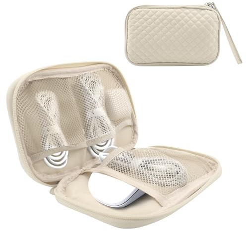 Kabel Organizer, Tasche für Elektronik Zubehör Beuteltasche Beige praktische Aufbewahrungstasche für Ladekabel Kopfhörer Festplatten USB Stifte und mehr für Reisen zu Hause Büro