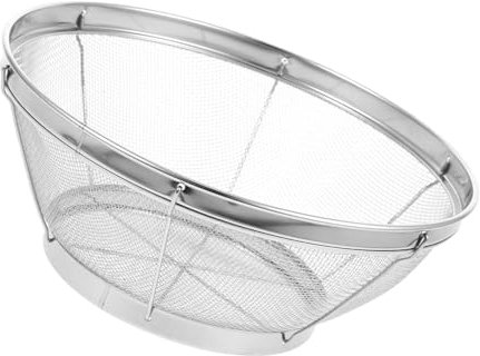 FUNNETOYU Risciacquo del riso setaccio cestino drenante filtro in acciaio inossidabile scolapasta in acciaio inossidabile colapasta domestico scolapasta in metallo con manico in legno Silver