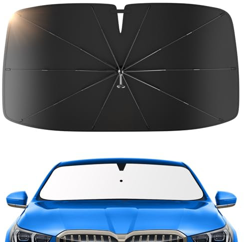 Sonnenschutz Auto Frontscheibe – 2025 Upgrade 360° Drehbar, Faltbar, UPF 50+ UV-Schutz & Wärmeisolierung, Einfach zu Lagern, Passend für die meisten Autos & SUVs