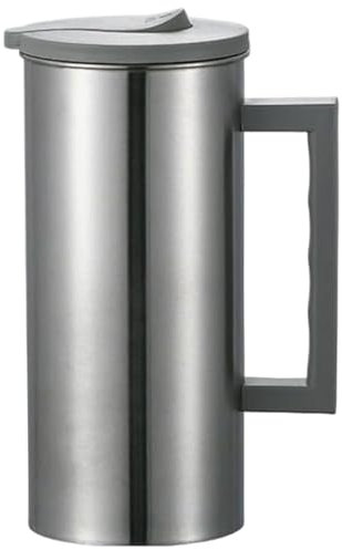 Jorzer Jarra de Acero Inoxidable con Tapa Jarra de Metal de 1800 ml de Acero Inoxidable de Gran Apertura con asa de Agua Antideslizante para café té Jugo Bebidas de