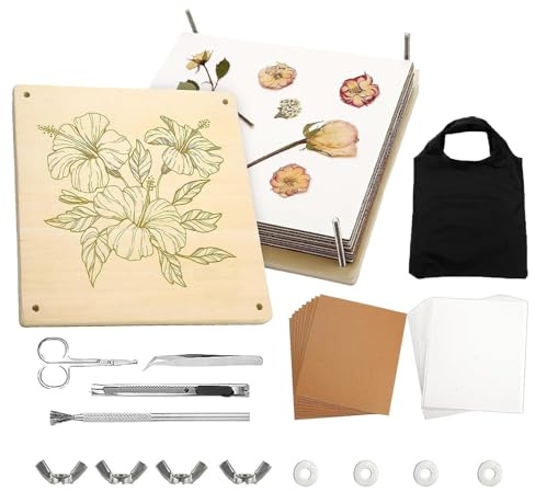 Tuxuseo D-IY Pressa per fiori in legno | Set di pressa per piante con borsa | Kit di fiori pressati per fiori, floristica, erbario e artigianato, pressa per foglie e fiori per adulti e fioristi