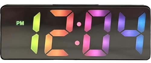 SiumPklay 6.7 LED Digital Alarm Clock with Large Display, Battery USB Powered Adjustable Brightness Temperature & Date Snooze Voice Control for Bedroom Office Kids