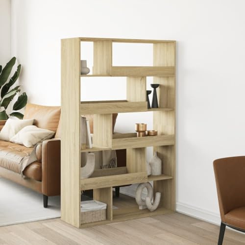 Yunovire rumsavdelare Sonoma-ek 100 x 33 x 156,5 cm, trämaterial med 10 fack, mångsidig hylla för vardagsrum, sovrum och kontor, hållbar förvaring av bokhyllor