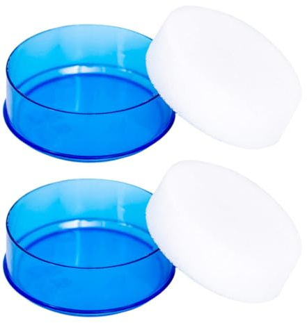Humidificateur de Doigts 2 Pièces et Éponge en Plastique Bleu Rond