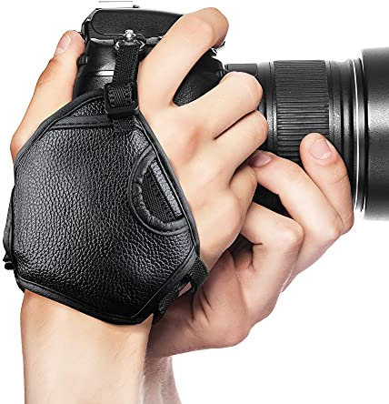 Kamera Handschlaufe kompatibel mit Canon EOS, Panasonic Lumix, Nikon, Sony Alpha, Olympus, Fuji - Schnellverschluss: Schraube + Schlaufe, Kameragurt, Armband Tragegurt Handstativ Camera Hand Strap