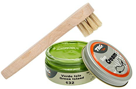 Schuhbedarf TRG Schuhcreme mit Auftragsbürste Schuhpflege Schuhputzset (hellgrün 132)