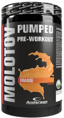 Anderson Molotov Pumped Pre-Workout Powder Orange Blast 600g con Tribulus, Arginina, Glutammina, Leucina, BCAA, Taurina, Alanina, Hmb, Citrullina, Caffeina e sali