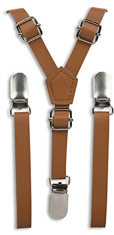 London Jae Apparel Suspenders for Kids - Adjustable Wedding Ring Bearer Skinny Leather Like Suspenders for Kids Ages 2 mos to 17 Years