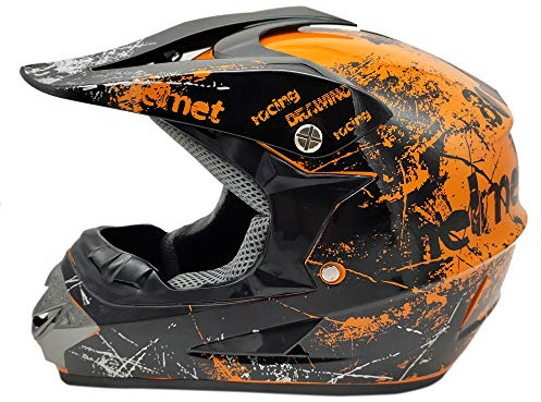 Woljay Casques Motocross Sport Moto Bicyclette Casque Integral VTT BMX (Orange, XXL)
