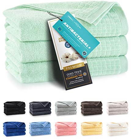ZWOLTEX Himmlisch weiche Handtücher aus 100% Ägyptischer Baumwolle I Made IN EU I Gästehandtücher Ultra-Soft Duschtuch Badetuch - 3er Handtuch Set Grün