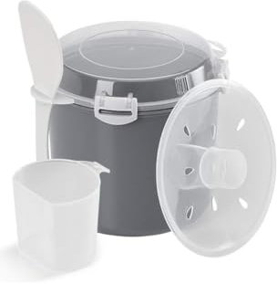 Metaltex Cocedero Arroz y Cereales, Plástico, Negro, 2.2 litros, Multicolor